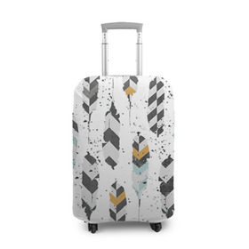 Чехол для чемодана 3D с принтом Перья в Курске, 86% полиэфир, 14% спандекс | двустороннее нанесение принта, прорези для ручек и колес | искусство | перо | перья