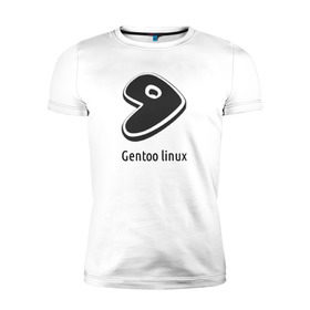 Мужская футболка премиум с принтом Gentoo linux в Курске, 92% хлопок, 8% лайкра | приталенный силуэт, круглый вырез ворота, длина до линии бедра, короткий рукав | gentoo | gentoo linuxпрограммист | linux | unix | админ