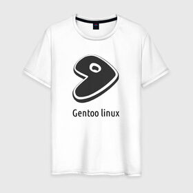 Мужская футболка хлопок с принтом Gentoo linux в Курске, 100% хлопок | прямой крой, круглый вырез горловины, длина до линии бедер, слегка спущенное плечо. | gentoo | gentoo linuxпрограммист | linux | unix | админ