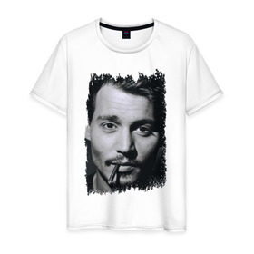 Мужская футболка хлопок с принтом Johnny Depp (retro style) в Курске, 100% хлопок | прямой крой, круглый вырез горловины, длина до линии бедер, слегка спущенное плечо. | johnny depp | голливуд | джонни депп | кинозвезда