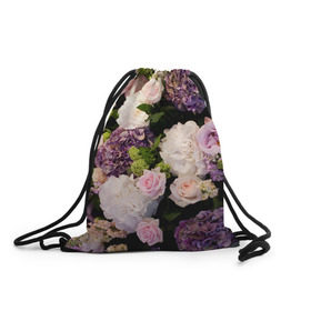 Рюкзак-мешок 3D с принтом Цветы в Курске, 100% полиэстер | плотность ткани — 200 г/м2, размер — 35 х 45 см; лямки — толстые шнурки, застежка на шнуровке, без карманов и подкладки | flower | девушкам | розы | цветочки | цветы