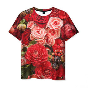 Мужская футболка 3D с принтом Цветы в Курске, 100% полиэфир | прямой крой, круглый вырез горловины, длина до линии бедер | flower | девушкам | розы | цветочки | цветы