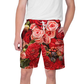 Мужские шорты 3D с принтом Цветы в Курске,  полиэстер 100% | прямой крой, два кармана без застежек по бокам. Мягкая трикотажная резинка на поясе, внутри которой широкие завязки. Длина чуть выше колен | flower | девушкам | розы | цветочки | цветы