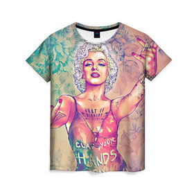 Женская футболка 3D с принтом Монро в Курске, 100% полиэфир ( синтетическое хлопкоподобное полотно) | прямой крой, круглый вырез горловины, длина до линии бедер | девушка | кино | мерлин | монро | мэрилин | цветы