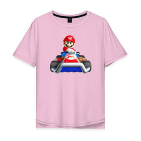 Мужская футболка хлопок Oversize с принтом Super Mario в Курске, 100% хлопок | свободный крой, круглый ворот, “спинка” длиннее передней части | 