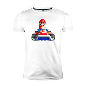 Мужская футболка премиум с принтом Super Mario в Курске, 92% хлопок, 8% лайкра | приталенный силуэт, круглый вырез ворота, длина до линии бедра, короткий рукав | 