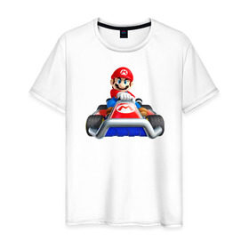 Мужская футболка хлопок с принтом Super Mario в Курске, 100% хлопок | прямой крой, круглый вырез горловины, длина до линии бедер, слегка спущенное плечо. | 