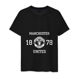 Мужская футболка хлопок с принтом Manchester United 1878 в Курске, 100% хлопок | прямой крой, круглый вырез горловины, длина до линии бедер, слегка спущенное плечо. | manchester | united | манчестер | юнайтед