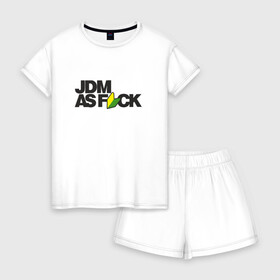 Женская пижама с шортиками хлопок с принтом JDM AS F*CK в Курске, 100% хлопок | футболка прямого кроя, шорты свободные с широкой мягкой резинкой | fail crew