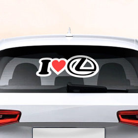 Наклейка на авто - для заднего стекла с принтом I love Lexus в Курске, ПВХ | Точные размеры наклейки зависят от выбранного изображения (ширина не больше 75 мм, высота не больше 45 мм) | автобренд | лексус | лого | машина | я люблю