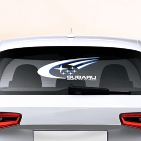 Наклейка на авто - для заднего стекла с принтом Subaru в Курске, ПВХ | Точные размеры наклейки зависят от выбранного изображения (ширина не больше 75 мм, высота не больше 45 мм) | Тематика изображения на принте: автобренд | лого | машина | субару