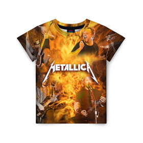 Детская футболка 3D с принтом METALLICA в Курске, 100% гипоаллергенный полиэфир | прямой крой, круглый вырез горловины, длина до линии бедер, чуть спущенное плечо, ткань немного тянется | metallica | rock | металлика | метла | рок