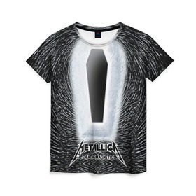 Женская футболка 3D с принтом METALLICA в Курске, 100% полиэфир ( синтетическое хлопкоподобное полотно) | прямой крой, круглый вырез горловины, длина до линии бедер | металлика