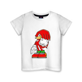 Детская футболка хлопок с принтом Knuckles в Курске, 100% хлопок | круглый вырез горловины, полуприлегающий силуэт, длина до линии бедер | knukles | sonic | ехидна | наклз | соник