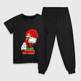 Детская пижама хлопок с принтом Knuckles в Курске, 100% хлопок |  брюки и футболка прямого кроя, без карманов, на брюках мягкая резинка на поясе и по низу штанин
 | Тематика изображения на принте: knukles | sonic | ехидна | наклз | соник