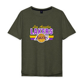 Мужская футболка хлопок Oversize с принтом Los Angeles Lakers в Курске, 100% хлопок | свободный крой, круглый ворот, “спинка” длиннее передней части | basketball | lakers | баскетболл | лос анджелес | нба