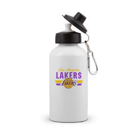 Бутылка спортивная с принтом Los Angeles Lakers в Курске, металл | емкость — 500 мл, в комплекте две пластиковые крышки и карабин для крепления | Тематика изображения на принте: basketball | lakers | баскетболл | лос анджелес | нба