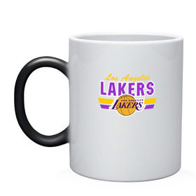 Кружка хамелеон с принтом Los Angeles Lakers в Курске, керамика | меняет цвет при нагревании, емкость 330 мл | basketball | lakers | баскетболл | лос анджелес | нба