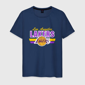 Мужская футболка хлопок с принтом Los Angeles Lakers в Курске, 100% хлопок | прямой крой, круглый вырез горловины, длина до линии бедер, слегка спущенное плечо. | Тематика изображения на принте: basketball | lakers | баскетболл | лос анджелес | нба