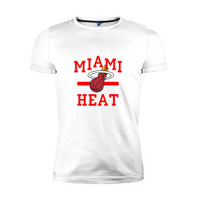 Мужская футболка премиум с принтом Miami Heat в Курске, 92% хлопок, 8% лайкра | приталенный силуэт, круглый вырез ворота, длина до линии бедра, короткий рукав | Тематика изображения на принте: basketball | nba | баскетболл | майами | нба | хит
