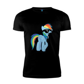 Мужская футболка премиум с принтом Rainbow Dash в Курске, 92% хлопок, 8% лайкра | приталенный силуэт, круглый вырез ворота, длина до линии бедра, короткий рукав | Тематика изображения на принте: mlp | pony | rainbow dash | пони | радуга | рэйнбоу | усы