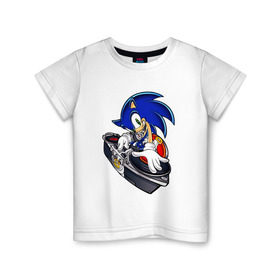 Детская футболка хлопок с принтом Sonic в Курске, 100% хлопок | круглый вырез горловины, полуприлегающий силуэт, длина до линии бедер | dj | sega | sonic главный персонаж серии комиксов и мультфильмовsonic | сонник