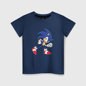 Детская футболка хлопок с принтом Sonic the Hedgehog в Курске, 100% хлопок | круглый вырез горловины, полуприлегающий силуэт, длина до линии бедер | Тематика изображения на принте: sonic | sonic the hedgehogсега | олдскул | соник