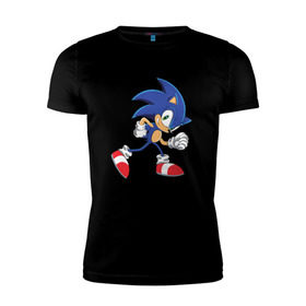 Мужская футболка премиум с принтом Sonic the Hedgehog в Курске, 92% хлопок, 8% лайкра | приталенный силуэт, круглый вырез ворота, длина до линии бедра, короткий рукав | sonic | sonic the hedgehogсега | олдскул | соник
