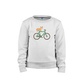 Детский свитшот хлопок с принтом Корги на велосипеде в Курске, 100% хлопок | круглый вырез горловины, эластичные манжеты, пояс и воротник | Тематика изображения на принте: велосипед | корги | собака