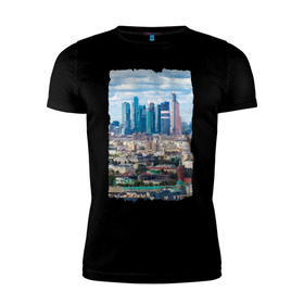 Мужская футболка премиум с принтом Москва-Сити в Курске, 92% хлопок, 8% лайкра | приталенный силуэт, круглый вырез ворота, длина до линии бедра, короткий рукав | moscow | moscow city | москва | россия