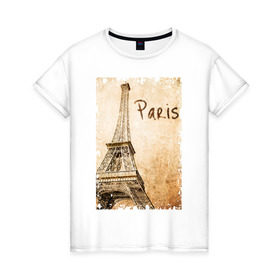 Женская футболка хлопок с принтом Paris (retro style) в Курске, 100% хлопок | прямой крой, круглый вырез горловины, длина до линии бедер, слегка спущенное плечо | 