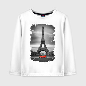 Детский лонгслив хлопок с принтом Эйфелева башня в Курске, 100% хлопок | круглый вырез горловины, полуприлегающий силуэт, длина до линии бедер | france | paris | париж | франция | эйфелева башня