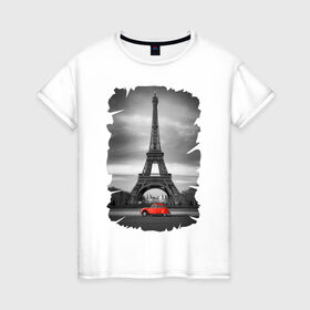 Женская футболка хлопок с принтом Эйфелева башня в Курске, 100% хлопок | прямой крой, круглый вырез горловины, длина до линии бедер, слегка спущенное плечо | france | paris | париж | франция | эйфелева башня