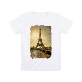 Детская футболка хлопок с принтом Париж (retro style) в Курске, 100% хлопок | круглый вырез горловины, полуприлегающий силуэт, длина до линии бедер | 