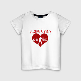 Детская футболка хлопок с принтом I LOVE CS GO в Курске, 100% хлопок | круглый вырез горловины, полуприлегающий силуэт, длина до линии бедер | а тыcs_go | я люблю cs go