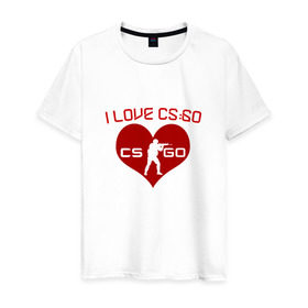 Мужская футболка хлопок с принтом I LOVE CS GO в Курске, 100% хлопок | прямой крой, круглый вырез горловины, длина до линии бедер, слегка спущенное плечо. | Тематика изображения на принте: а тыcs_go | я люблю cs go