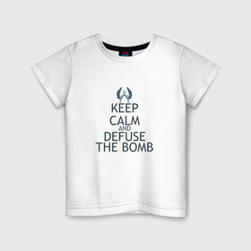 Детская футболка хлопок с принтом Keep calm and defuse the bomb в Курске, 100% хлопок | круглый вырез горловины, полуприлегающий силуэт, длина до линии бедер | cs | cs go | csgo | go | го | контр страйк | контра | кс | кс го | ксго | спецназ | террористы