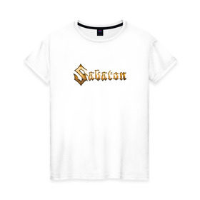 Женская футболка хлопок с принтом Sabaton в Курске, 100% хлопок | прямой крой, круглый вырез горловины, длина до линии бедер, слегка спущенное плечо | sabaton