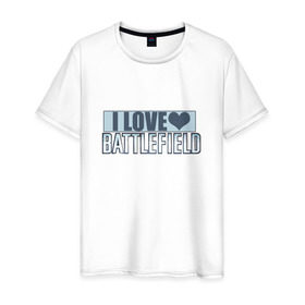 Мужская футболка хлопок с принтом I LOVE BATTLEFIELD в Курске, 100% хлопок | прямой крой, круглый вырез горловины, длина до линии бедер, слегка спущенное плечо. | 