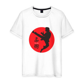 Мужская футболка хлопок с принтом Джиу-джитсу в Курске, 100% хлопок | прямой крой, круглый вырез горловины, длина до линии бедер, слегка спущенное плечо. | боевые искусства | джиу джитсуджиу джитсу | самурай | япония