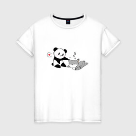 Женская футболка хлопок с принтом Милости в Курске, 100% хлопок | прямой крой, круглый вырез горловины, длина до линии бедер, слегка спущенное плечо | панда