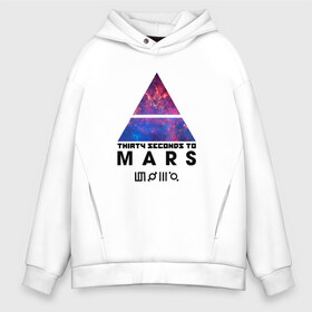 Мужское худи Oversize хлопок с принтом Thirty seconds to mars cosmos в Курске, френч-терри — 70% хлопок, 30% полиэстер. Мягкий теплый начес внутри —100% хлопок | боковые карманы, эластичные манжеты и нижняя кромка, капюшон на магнитной кнопке | Тематика изображения на принте: 30 | cosmos | mars | seconds | thirty | to