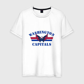 Мужская футболка хлопок с принтом Washington Capitals WC в Курске, 100% хлопок | прямой крой, круглый вырез горловины, длина до линии бедер, слегка спущенное плечо. | capitals | ovechkin | washington | вашингтон | овечкин
