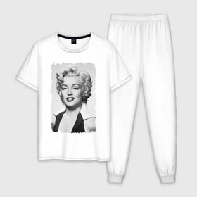Мужская пижама хлопок с принтом Мэрилин Монро (Marilyn Monroe) в Курске, 100% хлопок | брюки и футболка прямого кроя, без карманов, на брюках мягкая резинка на поясе и по низу штанин
 | marilyn monroe | актриса | мэрилин монро | певица