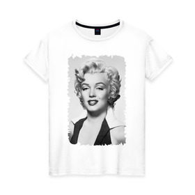 Женская футболка хлопок с принтом Мэрилин Монро (Marilyn Monroe) в Курске, 100% хлопок | прямой крой, круглый вырез горловины, длина до линии бедер, слегка спущенное плечо | marilyn monroe | актриса | мэрилин монро | певица