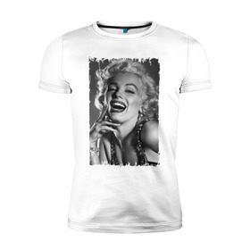 Мужская футболка премиум с принтом Marilyn Monroe в Курске, 92% хлопок, 8% лайкра | приталенный силуэт, круглый вырез ворота, длина до линии бедра, короткий рукав | Тематика изображения на принте: marilyn monroe | актриса | мэрилин монро | певица