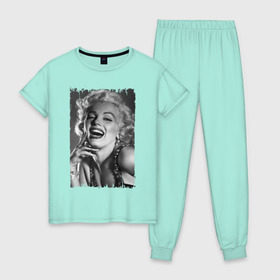 Женская пижама хлопок с принтом Marilyn Monroe в Курске, 100% хлопок | брюки и футболка прямого кроя, без карманов, на брюках мягкая резинка на поясе и по низу штанин | marilyn monroe | актриса | мэрилин монро | певица
