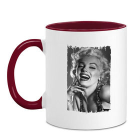 Кружка двухцветная с принтом Marilyn Monroe в Курске, керамика | объем — 330 мл, диаметр — 80 мм. Цветная ручка и кайма сверху, в некоторых цветах — вся внутренняя часть | Тематика изображения на принте: marilyn monroe | актриса | мэрилин монро | певица