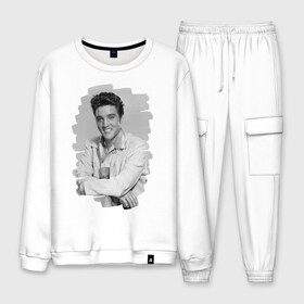 Мужской костюм хлопок Elvis Presley: в Курске, 100% хлопок | на свитшоте круглая горловина, мягкая резинка по низу. Брюки заужены к низу, на них два вида карманов: два “обычных” по бокам и два объемных, с клапанами, расположенные ниже линии бедра. Брюки с мягкой трикотажной резинкой на поясе и по низу штанин. В поясе для дополнительного комфорта — широкие завязки | Тематика изображения на принте: elvis presley | король | рок н ролл | элвис пресли