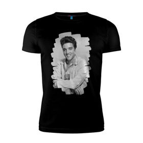 Мужская футболка премиум с принтом Elvis Presley в Курске, 92% хлопок, 8% лайкра | приталенный силуэт, круглый вырез ворота, длина до линии бедра, короткий рукав | elvis presley | король | рок н ролл | элвис пресли